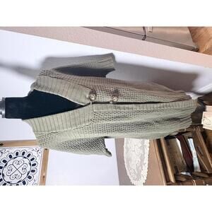 Lane Bryant Chunky Olive Green Knit Cardigan with Large Buttons size 14/16